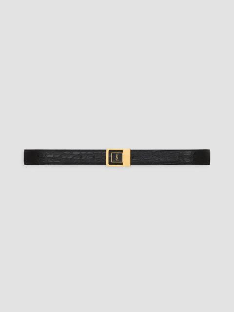 SAINT LAURENT Men's La 66 Belt in Crocodile-Embossed Leather - Black