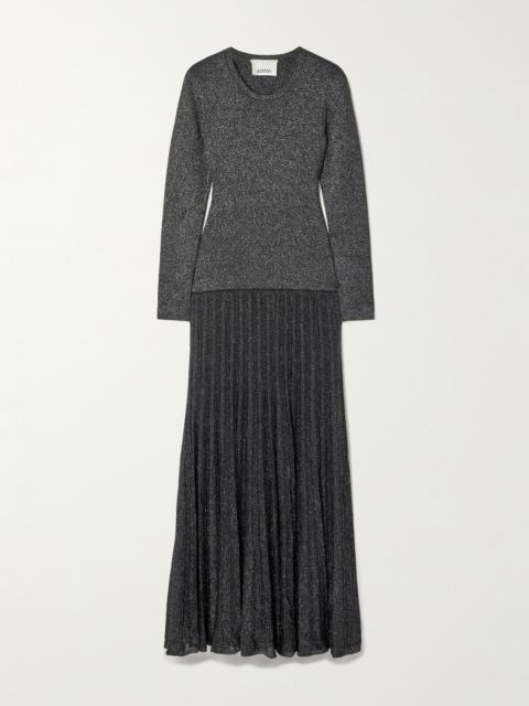 Isabel Marant Guetty Pleated Metallic-knit Midi Dress