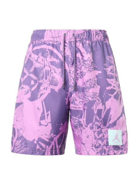 Jordan Air Jordan Flight Full Print Basketball Sports Woven Drawstring Shorts Purple CZ4750-591