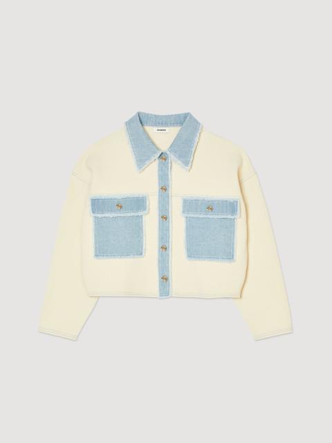 Sandro Oversized dual-material coatigan