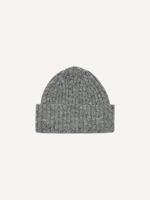 Drake's Light Grey Donegal Ribbed Merino Knit Cap