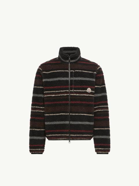Moncler Striped Teddy Zip-Up Cardigan
