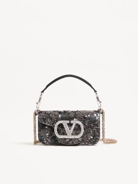 Valentino VALENTINO GARAVANI LOCÒ SMALL EMBROIDERED SHOULDER BAG WITH JEWEL LOGO