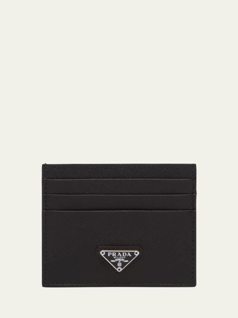 Prada Triangle Logo Leather Card Case