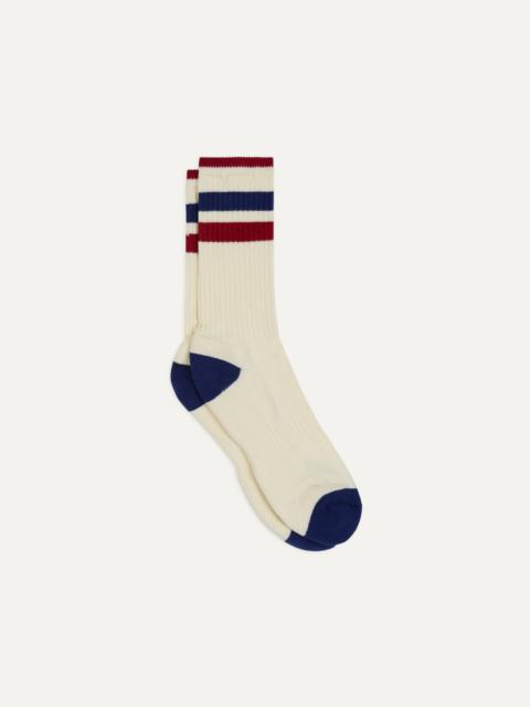 Drake's Red and Navy Striped Cotton Sport Socks