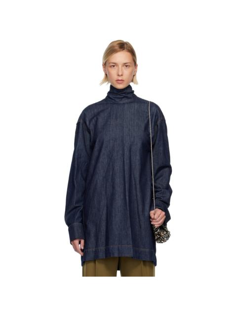 Dries Van Noten Navy Loose-Fit Denim Shirt