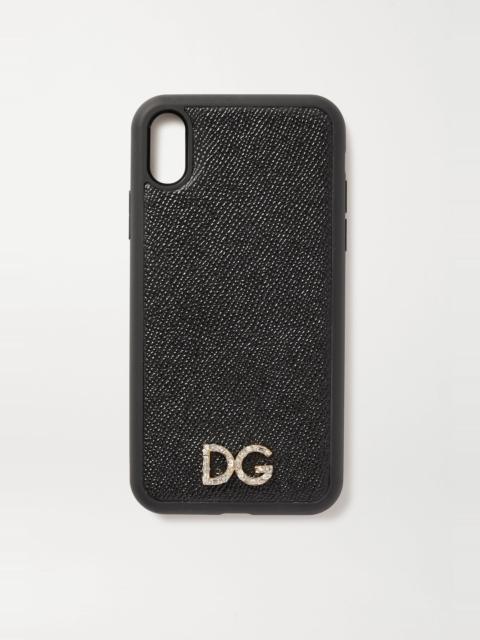 Dolce & Gabbana Crystal-embellished textured-leather iPhone XR case