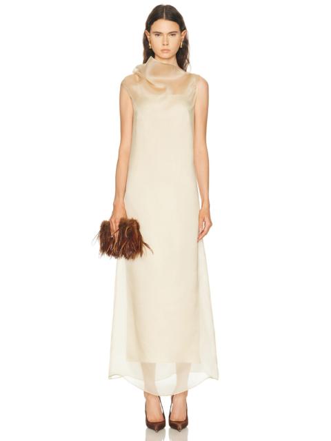 SEV High Neck Organza Column Dress