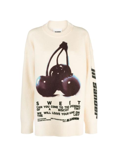 Jil Sander cherry-print wool jumper