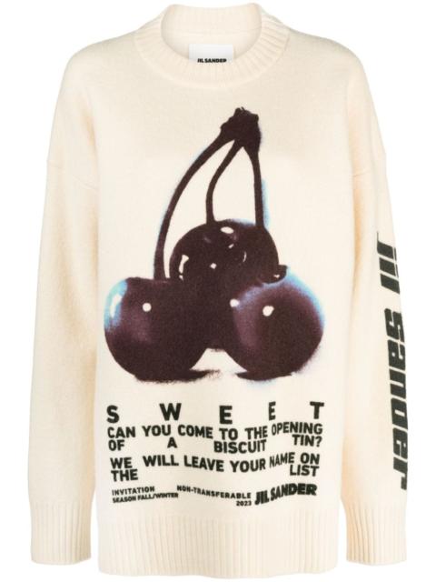 cherry-print wool jumper