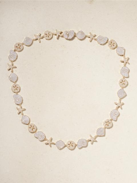 SYDNEY EVAN Sea Life 18-karat Yellow And White Gold Diamond Necklace
