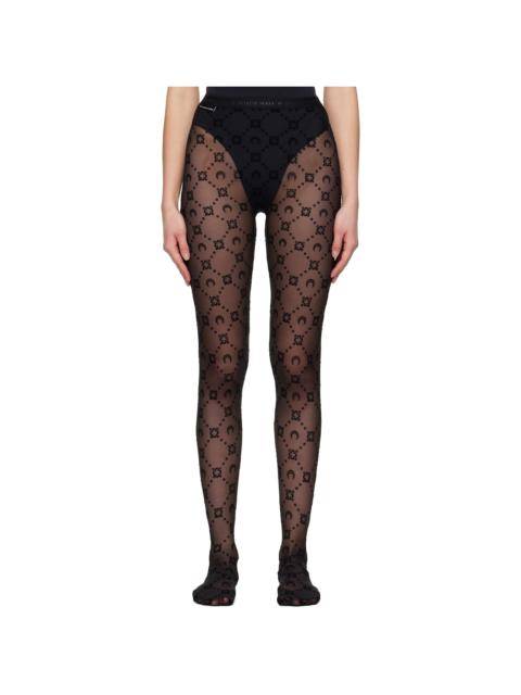 Marine Serre Black Moonogram Mesh Flock Tights