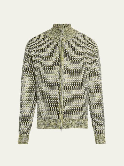 ZANKOV Men's Jacquard Knit Zip Blouson Jacket