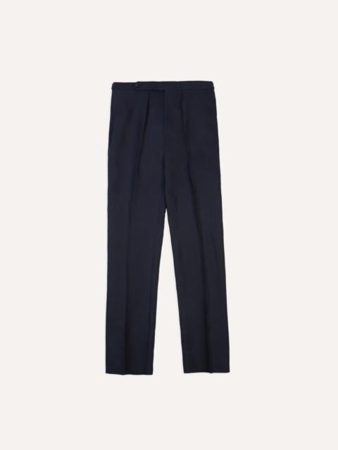 Drake's Navy Irish Linen Single Pleat Trouser