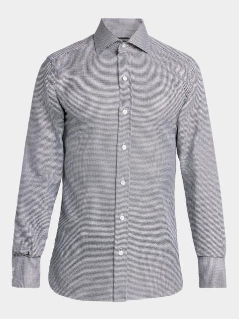 TOM FORD Men's Dogtooth Cotton Dress Shirt