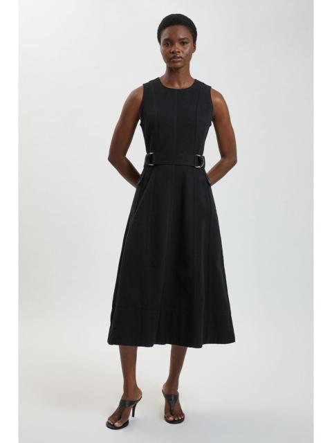 KAREN MILLEN Denim Dropped Waist Full Skirted Midi Dress