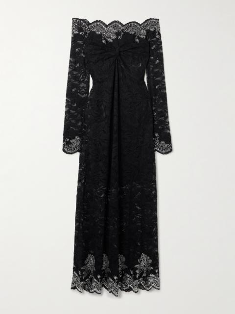 rabanne Studded Stretch-lace Midi Dress