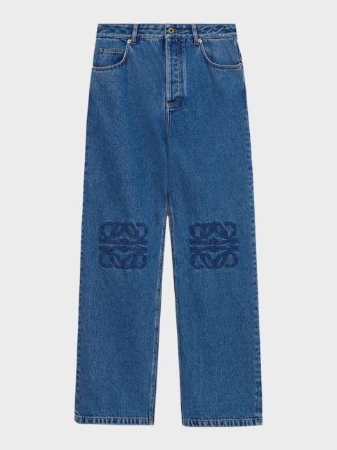 Loewe Men's Anagram Denim Baggy-Fit Jeans