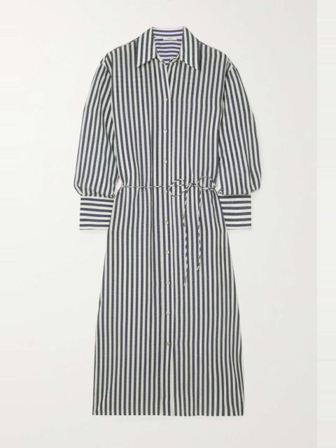 Belted striped TENCEL Lyocell-blend midi shirt dress