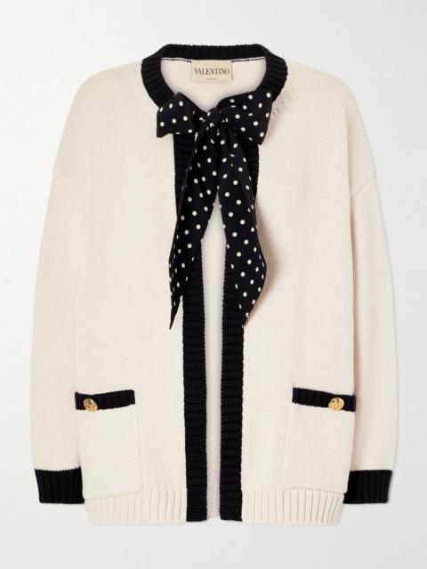 Valentino Silk-trimmed Cotton-blend Cardigan