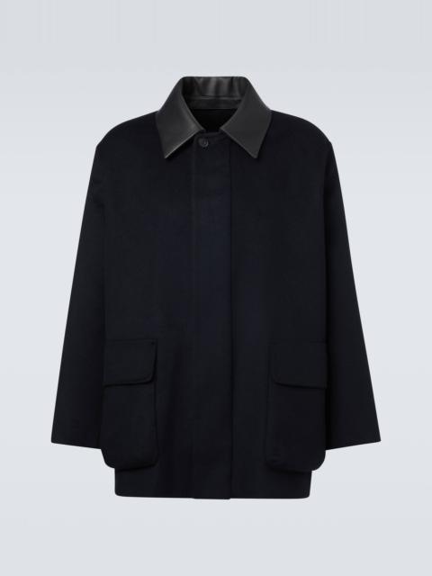 AURALEE Leather-trimmed cashmere blouson jacket