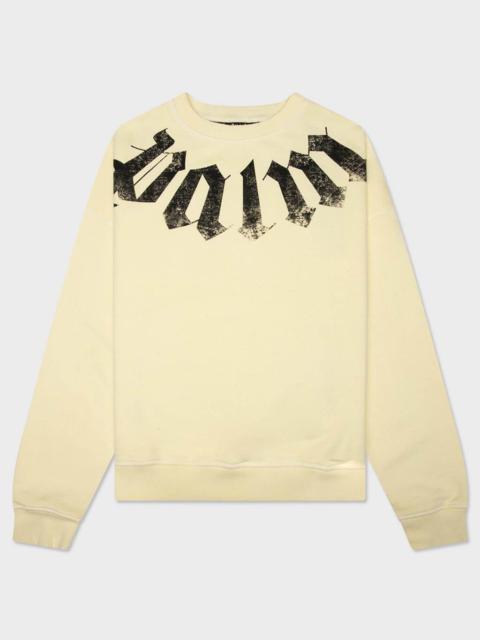 Palm Angels BIG NECK LOGO LOOSE CREW - LIGHT YELLOW/BLACK