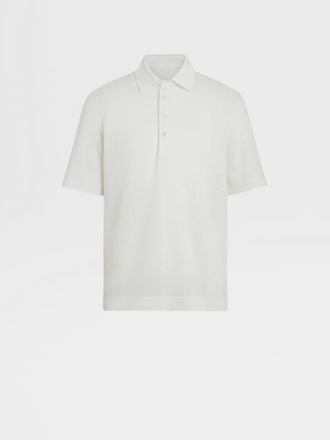 ZEGNA WHITE LINEN POLO SHIRT