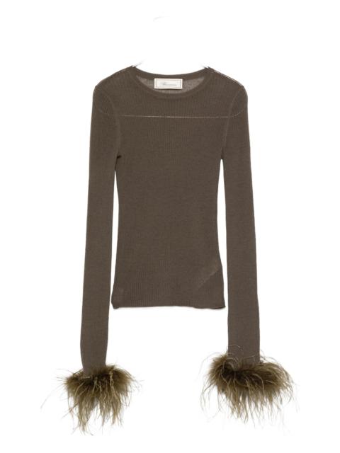 Blumarine Blumarine Feather-trimmed Long-sleeved T-shirt