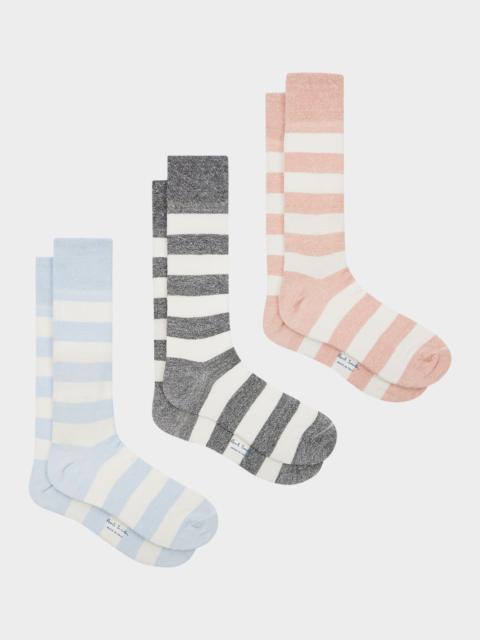 Paul Smith Men's Barry Stripe 3-Pack Crew Socks