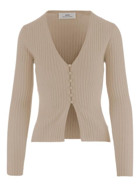 arch4 ribbed V-neck cardigan