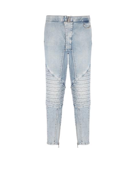 Ribbed cotton slim-fit jeans