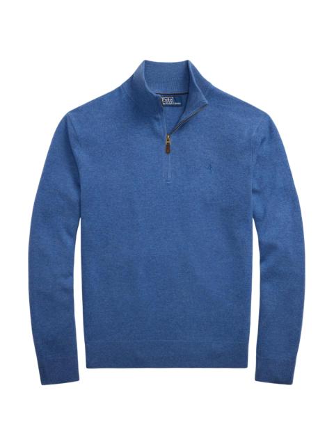 Polo Ralph Lauren Men's Logo Wool Quarter-Zip Sweater - Tide Pool Blue Heather