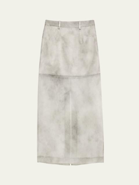 GRACE LING Fog Print Silk Organza Midi Skirt