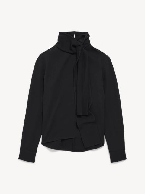 BALENCIAGA Women's Silk Crepe Scarf Shirt in Black