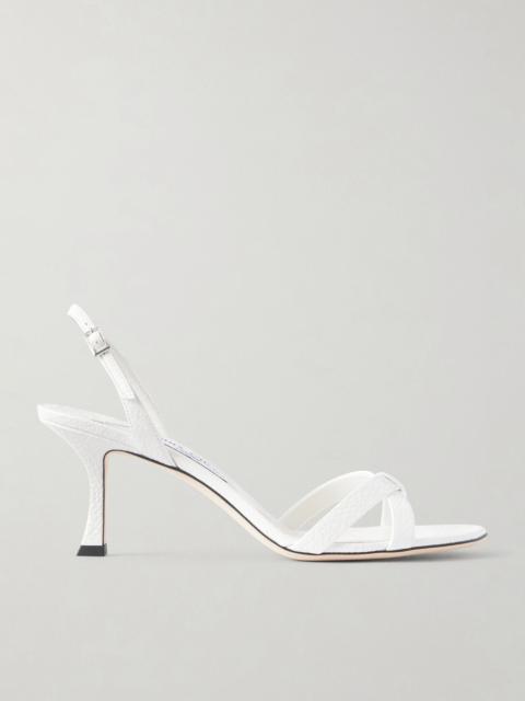JIMMY CHOO Elsy 70 slingback crackled-leather sandals White