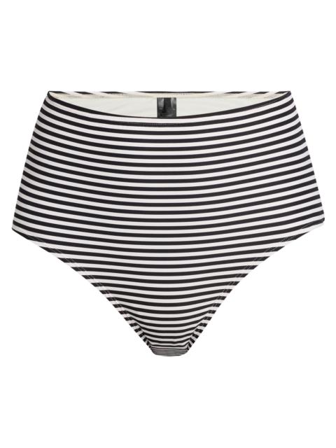 NILI LOTAN Women's Stripe High-Waist Bikini Bottom - Black Ivory Stripe