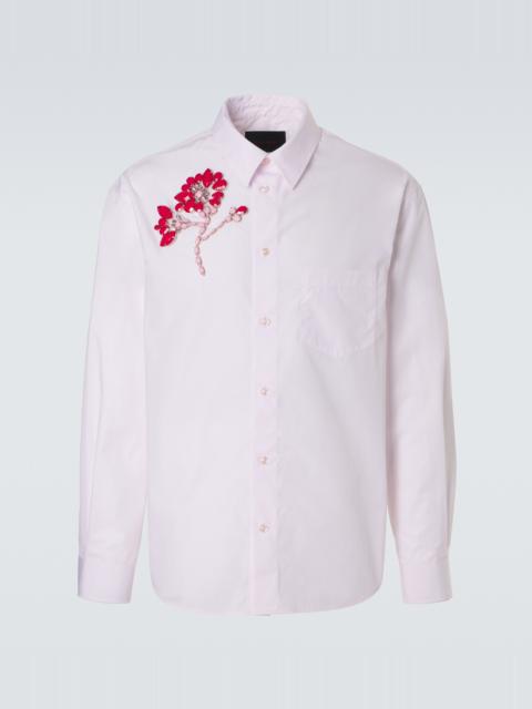 Simone Rocha Floral-appliqué cotton poplin shirt
