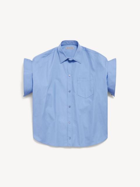 BALENCIAGA Women's Tucked Sleeve Shirt in Light Blue