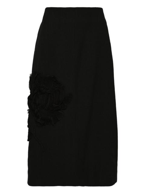Jil Sander rose-applique midi skirt