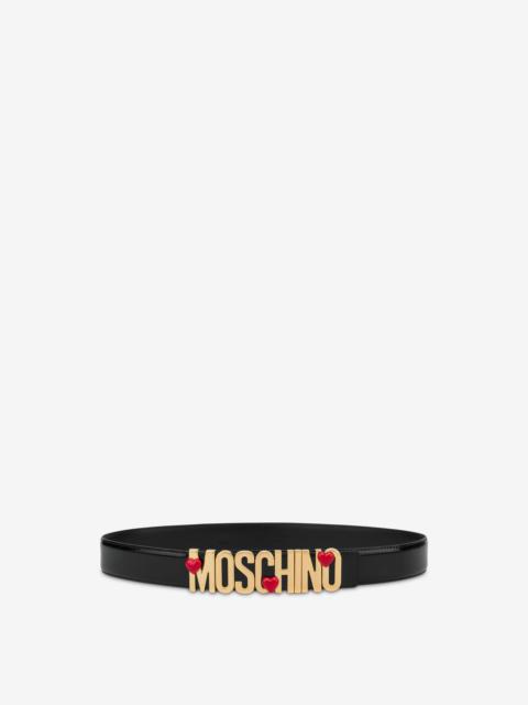 Moschino HEART LOGO CALFSKIN BELT