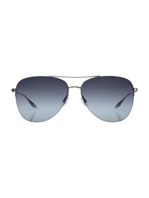 BARTON PERREIRA Men's Chevalier 57MM Aviator Sunglasses - Gun Metal Steel Blue