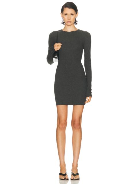 ÉTERNE Long Sleeve Crewneck Butter Rib Mini Dress