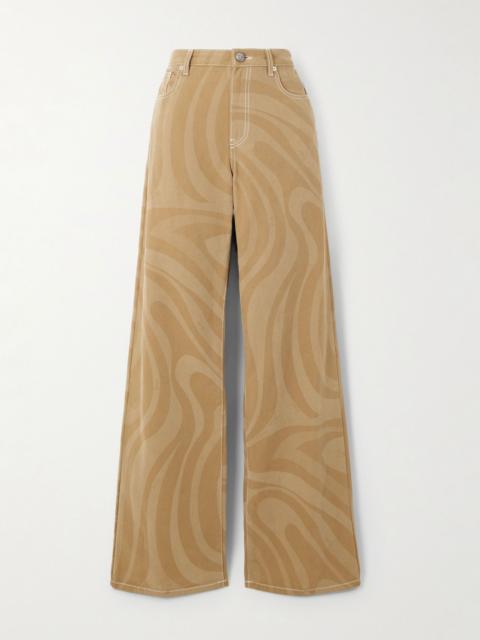 PUCCI Printed cotton-canvas wide-leg pants Beige