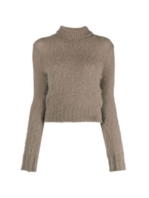 high-neck brushed-effect jumper