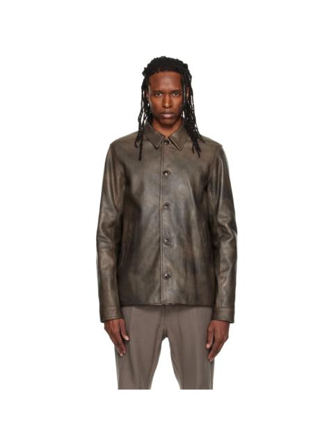 Rick Owens Brown Buttoned Brad Leather Jacket