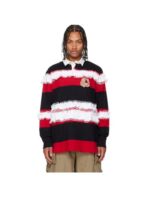 Simone Rocha Red & Black Ruffle Rugby Polo