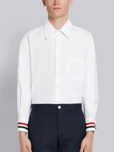 White Oxford Enlarged Grosgrain Cuff Shirt