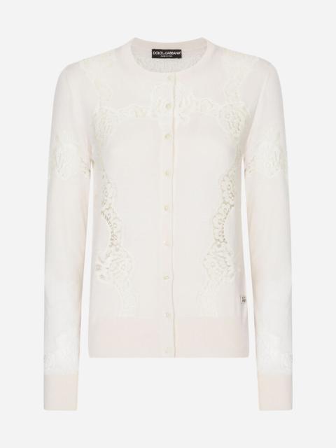 Dolce & Gabbana Cashmere and silk cardigan with lace inlay