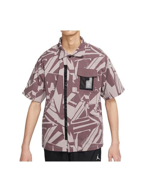 Jordan Men's Air Jordan Printing Knit Short Sleeve Pink Brown Shirt DM3109-218