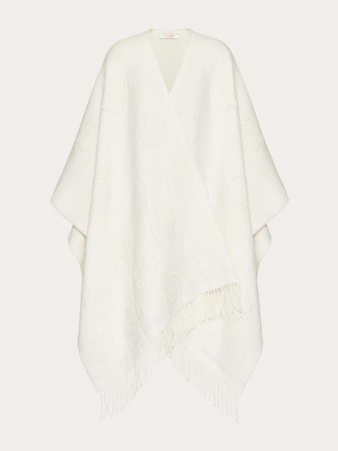 Valentino FLOWER PONCHO IN WOOL BLEND WITH LUREX DETAILS